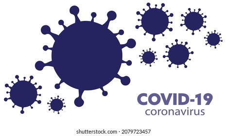 Vector of COVID-19 Coronavirus with germs in dark blue on white background. Global pandemic, sickness, infection.