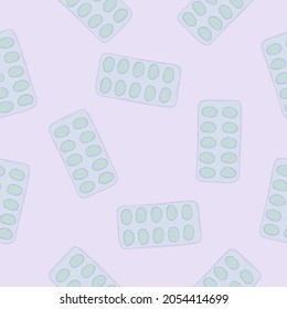 Vector COVID-19 pandemic seamless pattern with pills