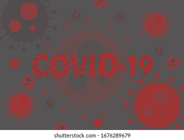 Vector de Covid-19 en forma de texto con la pandemia del virus Corona