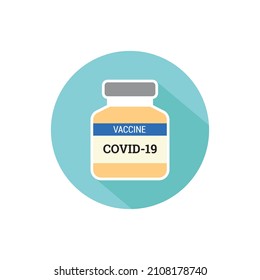 Vector Covid-19 vaccine bottle icon illustration in flat style