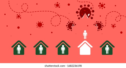 Vector COVID-19 virus be different unique danger concept flat infographic. Person outside the home are not protected prevent because of the coronavirus epidemic outbreak. Not detained self at home.
