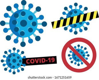 virus vector covid-19, también llamado coronavirus, en varios estados sobre fondo azul