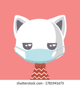 vector covid-19 virus face mask cartoon animal illustration.