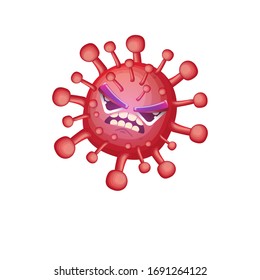 vector covid-19 virus novel coronavirus 2019-nCoV cartoon character isolated on white background. My name is coronavirus concept iilustration. Funny red virus cell microbe icon or sign.