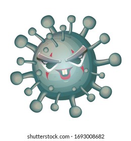 vector covid-19 virus novel coronavirus 2019-nCoV cartoon character isolated on white background. My name is coronavirus concept iilustration. Funny grey virus cell microbe icon or sign.