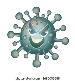 vector covid-19 virus novel coronavirus 2019-nCoV cartoon character isolated on white background. My name is coronavirus concept iilustration. Funny grey virus cell microbe icon or sign.