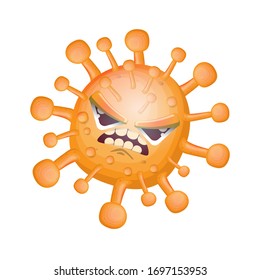 vector covid-19 virus novel coronavirus 2019-nCoV cartoon character isolated on white background. My name is coronavirus concept iilustration. Funny orange virus cell microbe icon or sign.