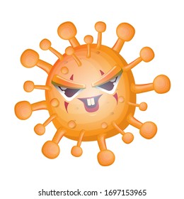 vector covid-19 virus novel coronavirus 2019-nCoV cartoon character isolated on white background. My name is coronavirus concept iilustration. Funny orange virus cell microbe icon or sign.