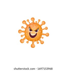 vector covid-19 virus novel coronavirus 2019-nCoV cartoon character isolated on white background. My name is coronavirus concept iilustration. Funny orange virus cell microbe icon or sign.