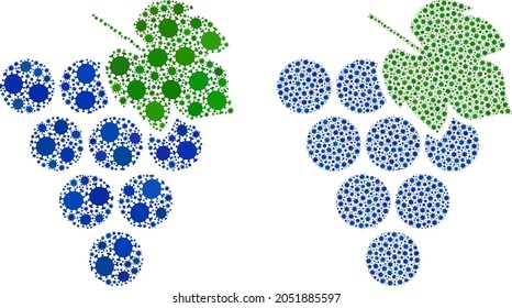 Vector covid-2019 collage grape bunch organized for doctor advertisement. Mosaic grape bunch is based on icon and it is composed with biological hazard covid-2019 infection parts.