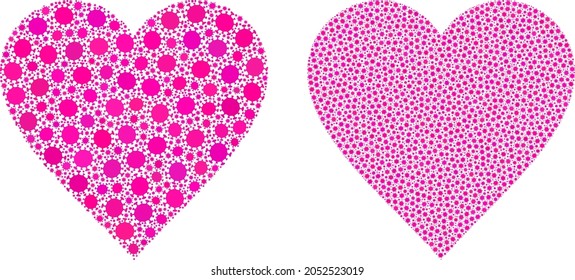 Vector covid-2019 composition heart constructed for health care wallpapers. Mosaic heart is based on icon and it is composed from biological hazard covid-2019 infection cells.