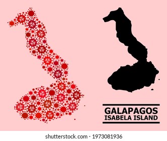 Vector covid-2019 composition map of Galapagos - Isabela Island combined for vaccination wallpapers.