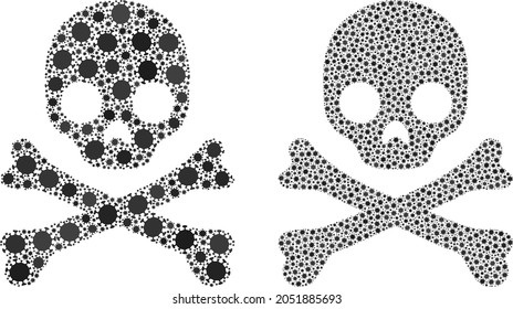 Vector covid-2019 mosaic death skull organized for pharmacy posters. Mosaic death skull is based on icon and it is shaped of biological hazard covid-2019 infection elements.