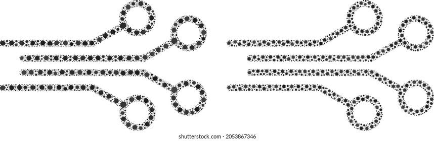 Vector covid-2019 mosaic electrical connectors created for medicare wallpapers. Mosaic electrical connectors is based on icon and it is organized with biological hazard covid pathogen parts.