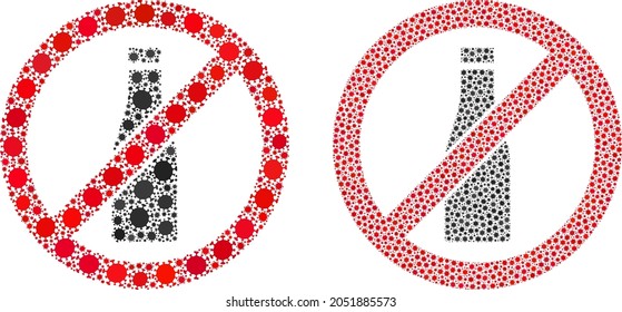 Vector covid-2019 mosaic forbid beer bottle done for lockdown purposes. Mosaic forbid beer bottle is based on icon and it is organized of biological hazard covid-2019 viral icons.