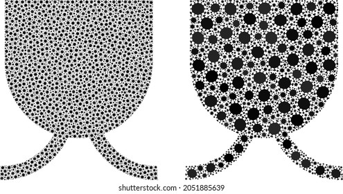 Vector covid-2019 mosaic full mug combined for medicare projects. Mosaic full mug is based on icon and it is done with biological hazard covid viral elements.
