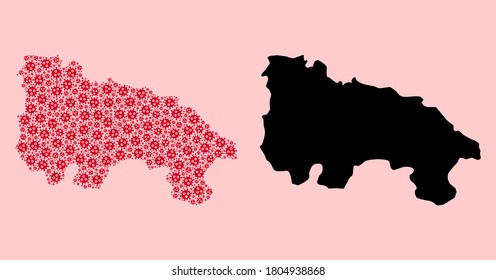 Vector Covid-2019 virus mosaic and solid map of La Rioja Spanish Province. Map of La Rioja Spanish Province vector mosaic for geographic campaigns and projects.