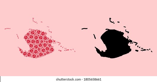 Vector Covid-2019 virus mosaic and solid map of Juventud Island. Map of Juventud Island vector mosaic for geographic campaigns and agitation.