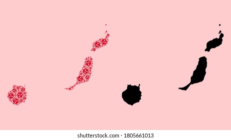 Vector Covid-2019 virus mosaic and solid map of Las Palmas Province. Map of Las Palmas Province vector mosaic for medicine campaigns and agitprop.