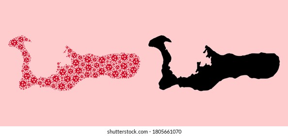 Vector Covid-2019 virus mosaic and solid map of Grand Cayman Island. Map of Grand Cayman Island vector mosaic for geographic campaigns and agitprop.