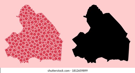Vector Covid-2019 virus mosaic and solid map of Drenthe Province. Map of Drenthe Province vector mosaic for geographic campaigns and agitprop.