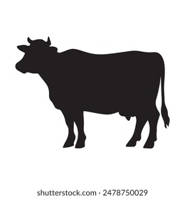 vector cow black and white background