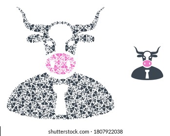 Vector cow boss composition is done from scattered recursive cow boss parts. Recursive collage from cow boss.