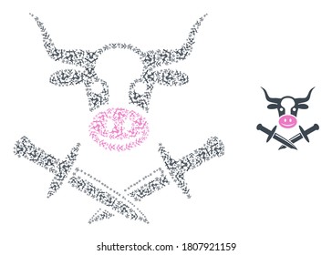 Vector cow butchery blades mosaic is made from repeating recursive cow butchery blades parts. Recursive combination from cow butchery blades.