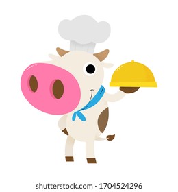 Vector Cow Chef Cartoon Illustration