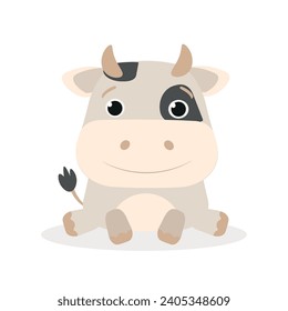 Vector cow. Cute animal character. Minimal cartoon design. Sutable for apps and animation. 