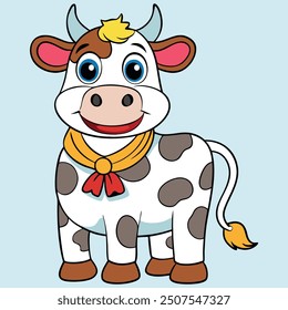 Ilustración de diseño de vaca de Vector sobre fondo blanco. 