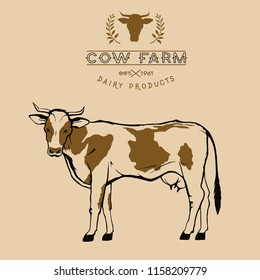 vector cow farm logo, symbol in two colors