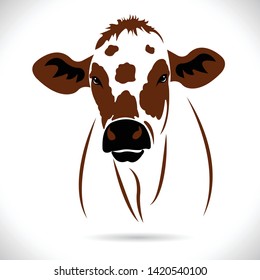 Vector of a cow head design  Brown on White background. to design in farm Animal. 