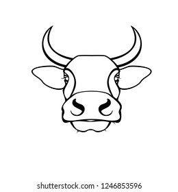 Vector of a cow head design on white background. Farm Animal. Easy editable layered vector illustration.