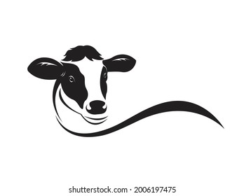 Vector de diseño de cabeza de vaca sobre fondo blanco. Ilustración vectorial en capas fácil de editar. Animales de granja. Animal. 