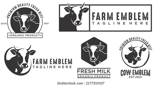 Vector of a cow head design on white background. Farm Animal icon set logo design vector.