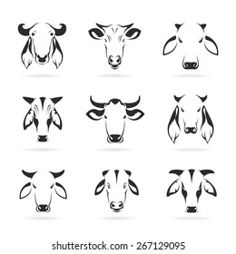 Cow Head Portrait Set Stylized Vector Stock Vector (Royalty Free) 515248387
