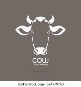 Vector of a cow head design on brown background. Farm Animal. logo