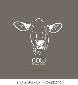 Vector of a cow head design on brown background, Vector cow logo. Farm Animals.