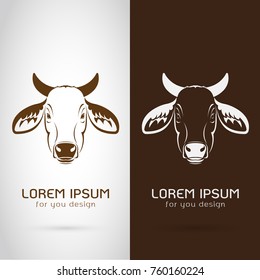 Vector of cow head design on white background and brown background, Logo, Symbol, label, Animals