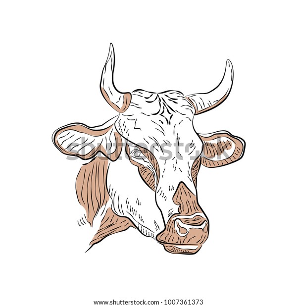 サングラスをかけた牛の動物の彫刻ベクターイラスト スクラッチボードのスタイルの模倣 白黒の手描きの画像 のベクター画像素材 ロイヤリティフリー