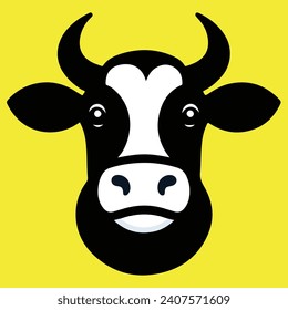 vector cow head icon editable