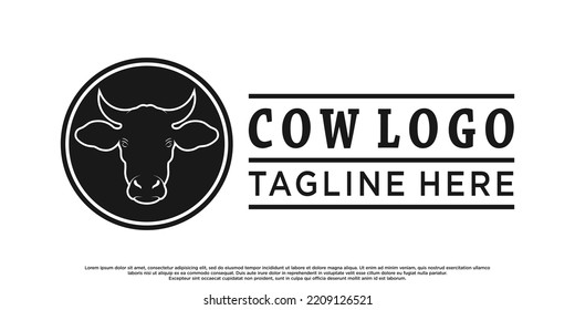 Vector of a cow head logo design Premium Vektor
