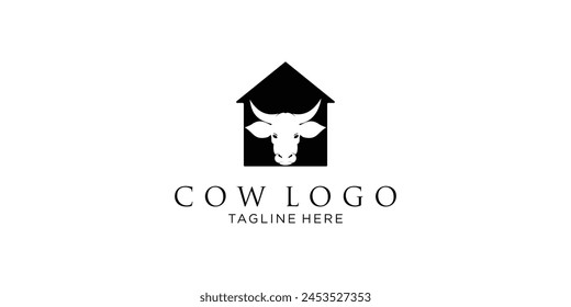 Vector of a cow head logo design with modern style premium vektor