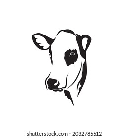 Vector de la cabeza de vaca sobre un fondo blanco. mamífero. Animales. logotipos o iconos de la cabeza de vaca. Ilustración vectorial en capas fácil de editar. En el caso de granjas de carne de vacuno o lecheras.