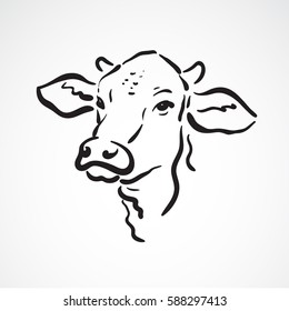 Vector of a cow head on white background. Farm Animals.