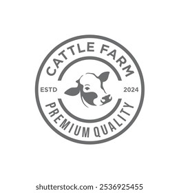 Silhueta de cabeça de vaca vetorial para design de logotipo de fazenda de gado, logotipo de fazenda animal