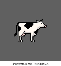 Vector cow icon logo design. Pixel art.