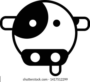 Vector Cow Icon. Round Line Animal Icon.