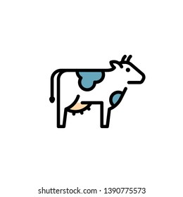 Vector cow icon template. Line farm cattle symbol illustration. Organic natural food logo for diary eco products, farmers market
